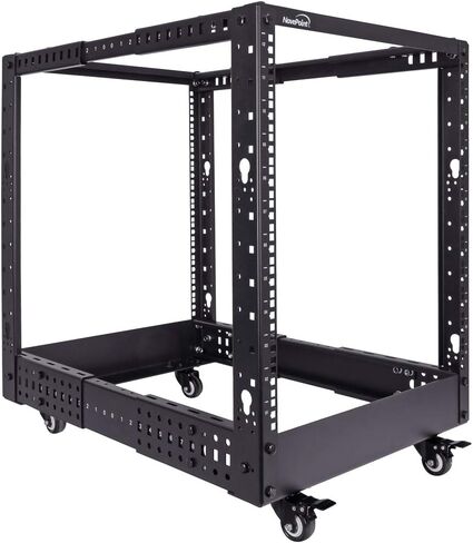 NavePoint 12U 4 Post Server Rack – Open Frame Rack for 19 Inch Equipment, Adjustable Depth 4-Post Network Rack with Casters Wheels, 12U Server Rack 1322lbs Capacity, Black in Saudi Arabia