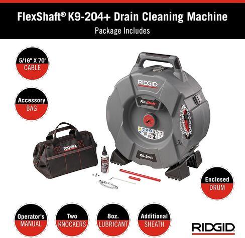 RIDGID 64273 نموذج K9-204 مجموعة آلة تنظيف الصرف FlexShaft لأنابيب 2 "-4" in Saudi Arabia
