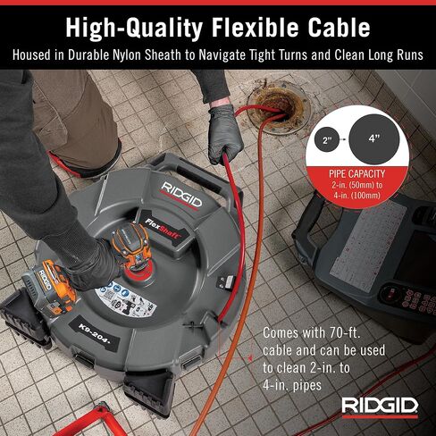 RIDGID 64273 نموذج K9-204 مجموعة آلة تنظيف الصرف FlexShaft لأنابيب 2 "-4" in Saudi Arabia