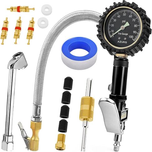 AZUNO Digital Tire Inflator with Pressure Gauge, 200 PSI, Heavy Duty Air Compressor Accessories, w/Rubber Hose Lock on Air Chuck and Quick Connect Coupler in Saudi Arabia