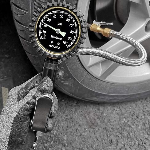 AZUNO Digital Tire Inflator with Pressure Gauge, 200 PSI, Heavy Duty Air Compressor Accessories, w/Rubber Hose Lock on Air Chuck and Quick Connect Coupler in Saudi Arabia