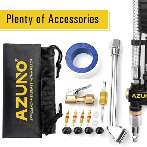 AZUNO Digital Tire Inflator with Pressure Gauge, 200 PSI, Heavy Duty Air Compressor Accessories, w/Rubber Hose Lock on Air Chuck and Quick Connect Coupler in Saudi Arabia