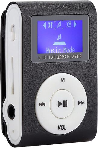 مشغل MP3 للقرآن 128 جيجا بايت موسيقى Mini Mp3 6×6×5 0.8 بوصة شاشة LCD صغيرة محمولة مشغل موسيقى Mp3 مشبك معدني صغير Mp3 يدعم بطاقة الذاكرة مع سماعة أذن 3.5 مم in Saudi Arabia