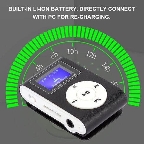 مشغل MP3 للقرآن 128 جيجا بايت موسيقى Mini Mp3 6×6×5 0.8 بوصة شاشة LCD صغيرة محمولة مشغل موسيقى Mp3 مشبك معدني صغير Mp3 يدعم بطاقة الذاكرة مع سماعة أذن 3.5 مم in Saudi Arabia