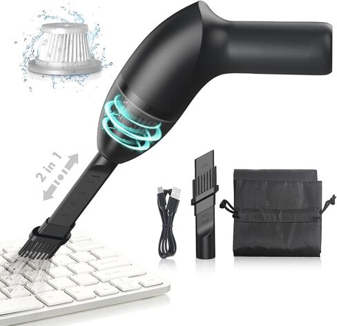 Keyboard Cleaner|Mini Vacuum for Desk, Handheld Cordless Computer Vacuum Rechargeable (with LED Light) for Cleaning Hairs, Crumbs for Desktop, Piano, Car Interior & Sewing Machine Clean [A043] in Saudi Arabia