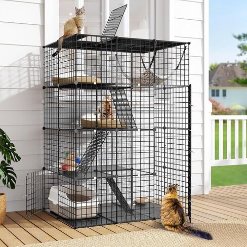 DWVO 4 Tier Large Cat Cage Indoor Enclosure, Kennels DIY Cat Playpen Catio Kitten Cage with Large Hammock for 1-3 Cats in Saudi Arabia