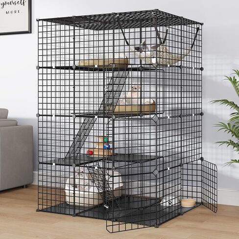 DWVO 4 Tier Large Cat Cage Indoor Enclosure, Kennels DIY Cat Playpen Catio Kitten Cage with Large Hammock for 1-3 Cats in Saudi Arabia