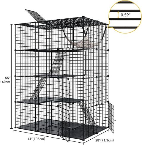 DWVO 4 Tier Large Cat Cage Indoor Enclosure, Kennels DIY Cat Playpen Catio Kitten Cage with Large Hammock for 1-3 Cats in Saudi Arabia