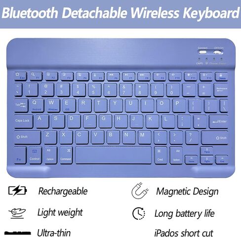 Keyboard Case for iPad 10th Generation 2022 10.9-inch - iPad 10th Generation Case with Keyboard - Detachable Wireless Bluetooth Keyboard - Smart Folio Cover with Pencil Holder, Purple in Saudi Arabia