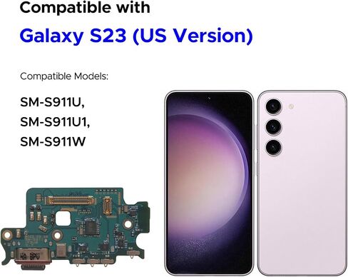 طقم استبدال منفذ الشحن متوافق مع الإصدار الأمريكي Galaxy S23، موصل USB-C للوحة الإرساء فقط لـ S23 SM-S911U، SM-S911U1، SM-S911W، مع دليل التعليمات، مجموعة الأدوات in Saudi Arabia