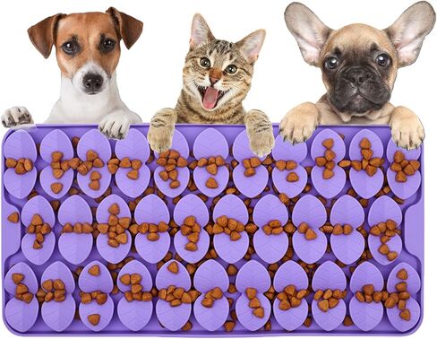Silicone Snuffle Mat for Dogs 7.3"X14.6" Dog Lick Mat with Suction Cups Slow Feeder Dog Food Mat Sniff Mat for Dogs Cats Dog Entertainment Toys for Boredom(Black) in Saudi Arabia