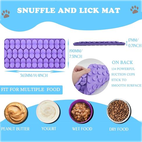 Silicone Snuffle Mat for Dogs 7.3"X14.6" Dog Lick Mat with Suction Cups Slow Feeder Dog Food Mat Sniff Mat for Dogs Cats Dog Entertainment Toys for Boredom(Black) in Saudi Arabia