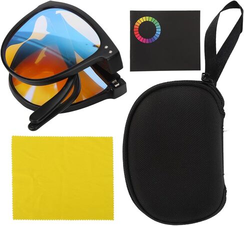 Folding Color Blind Glasses, Colorblind Correcting Glasses Red Green Blind Correcting Glasses Folding Portable Eyeglasses Weakness Glasses Color Blindness Glasses for Men Women (Black) in Saudi Arabia