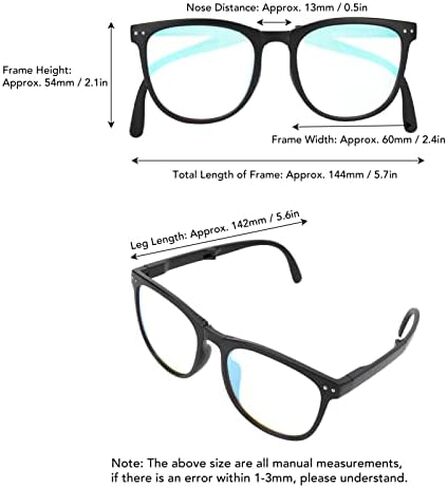 Folding Color Blind Glasses, Colorblind Correcting Glasses Red Green Blind Correcting Glasses Folding Portable Eyeglasses Weakness Glasses Color Blindness Glasses for Men Women (Black) in Saudi Arabia