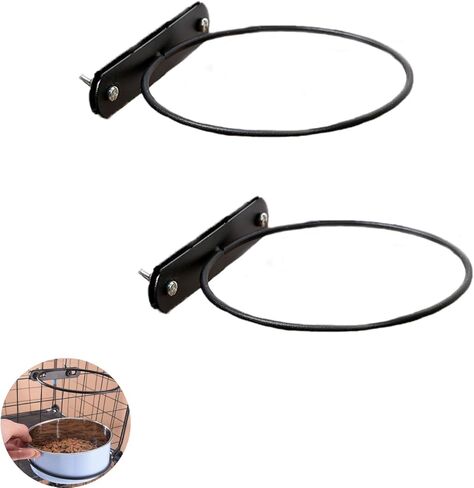 2 حزمة الكلب قفص السلطانيات حامل شنقا قاعدة حامل حلقة المسمار على نوع لقفص الأسلاك قطرها 10 سم وعاء الماء الفولاذ المقاوم للصدأ إعادة الملء طبق الطعام الحيوانات الأليفة الكلاب الصغيرة جرو القط أرنب الطيور in Kuwait