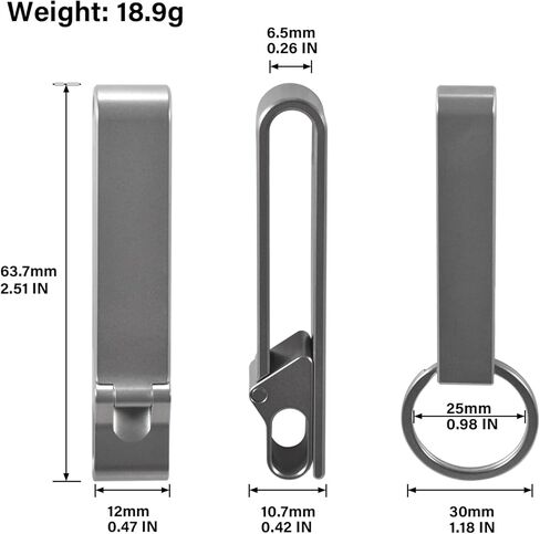 Titanium Carabiner Keychain Belt Clasp Clip,Heavy Duty EDC Key Holder,Key Clip Quick Release Hooks with Keyring for Outdoor(12ＭＭ) in Kuwait