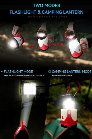 Camping Lantern Rechargeable, Battery Powered Led Tent Light, Lantern Flashlight for Emergency, Survival Kits, Fishing (Red) in Saudi Arabia