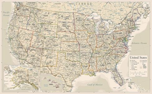 Palace Learning Laminated USA Map - 18" x 29" - Wall Chart Map of The United States of America - Made in The USA - Updated (Laminated, 18" x 29") in Saudi Arabia