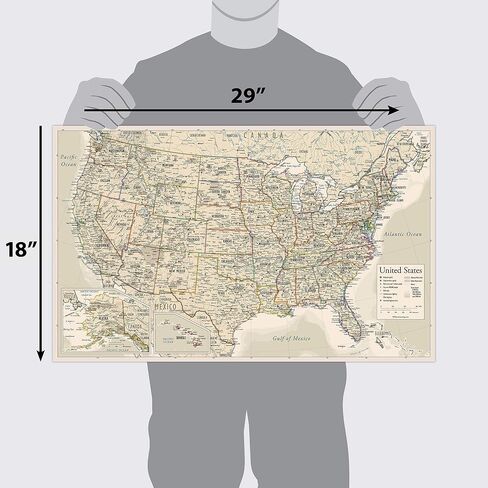 Palace Learning Laminated USA Map - 18" x 29" - Wall Chart Map of The United States of America - Made in The USA - Updated (Laminated, 18" x 29") in Saudi Arabia