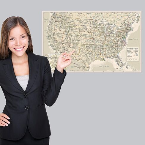 Palace Learning Laminated USA Map - 18" x 29" - Wall Chart Map of The United States of America - Made in The USA - Updated (Laminated, 18" x 29") in Saudi Arabia