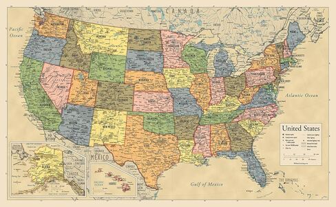 Palace Learning Laminated USA Map - 18" x 29" - Wall Chart Map of The United States of America - Made in The USA - Updated (Laminated, 18" x 29") in Saudi Arabia