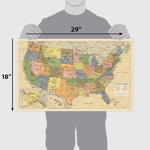 Palace Learning Laminated USA Map - 18" x 29" - Wall Chart Map of The United States of America - Made in The USA - Updated (Laminated, 18" x 29") in Saudi Arabia