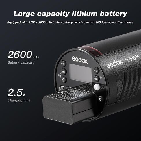 Godox AD100 Pro with AKR1 kit for Photography AD100pro Strobe Flash Light Portable 100Ws 2600mAh Battery 2.4G Wilreless X System 1/8000 HSS 0.01-1.5s Recycling 360 Full Power Flashes in Saudi Arabia