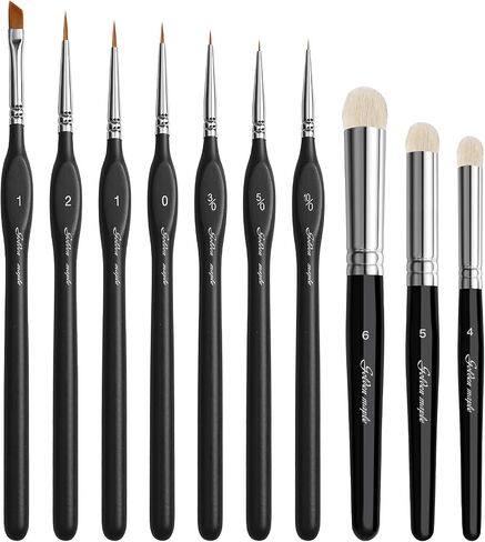 Detail Paint Brushes Set 10pcs Miniature Brushes for Fine Detailing & Art Painting - Acrylic, Watercolor,Oil,Models, Warhammer 40k. in Saudi Arabia