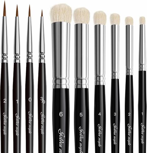Detail Paint Brushes Set 10pcs Miniature Brushes for Fine Detailing & Art Painting - Acrylic, Watercolor,Oil,Models, Warhammer 40k. in Saudi Arabia