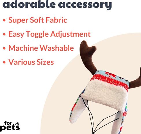 Huxley & Kent Pet Hat | Ugly Sweater Antler (Medium) | Fun Christmas Holiday Hat for Dogs/Cats | Cute, Comfortable and Fun | SnugFit Strings for Best Fit in Kuwait