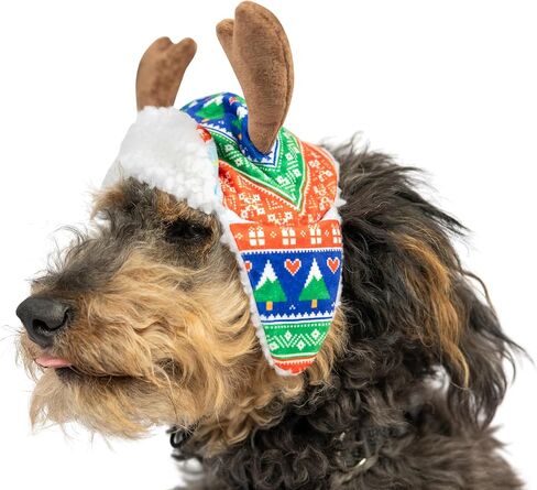 Huxley & Kent Pet Hat | Ugly Sweater Antler (Medium) | Fun Christmas Holiday Hat for Dogs/Cats | Cute, Comfortable and Fun | SnugFit Strings for Best Fit in Kuwait
