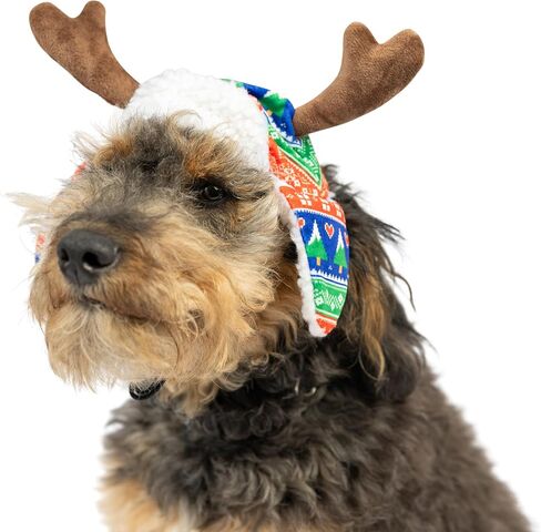 Huxley & Kent Pet Hat | Ugly Sweater Antler (Medium) | Fun Christmas Holiday Hat for Dogs/Cats | Cute, Comfortable and Fun | SnugFit Strings for Best Fit in Kuwait