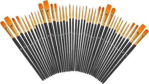 Soucolor Acrylic Paint Brushes Set, 20Pcs Round Pointed Tip Artist Paintbrushes for Acrylic Painting Oil Watercolor Canvas Boards Rock Body Face Nail Art, Halloween Pumpkin Ceramic Crafts Supplies in Saudi Arabia