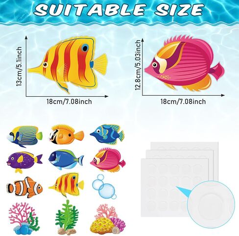 Pajean 48 Pcs Sea Life Cut Outs Ocean Fish Cutouts Animal Under The Themed Accents with 60 Glue Points for Bulletin Board School Classroom Fishing Party Decoration in Saudi Arabia