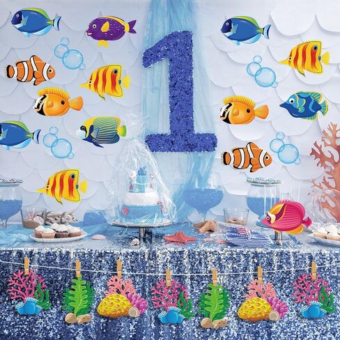 Pajean 48 Pcs Sea Life Cut Outs Ocean Fish Cutouts Animal Under The Themed Accents with 60 Glue Points for Bulletin Board School Classroom Fishing Party Decoration in Saudi Arabia