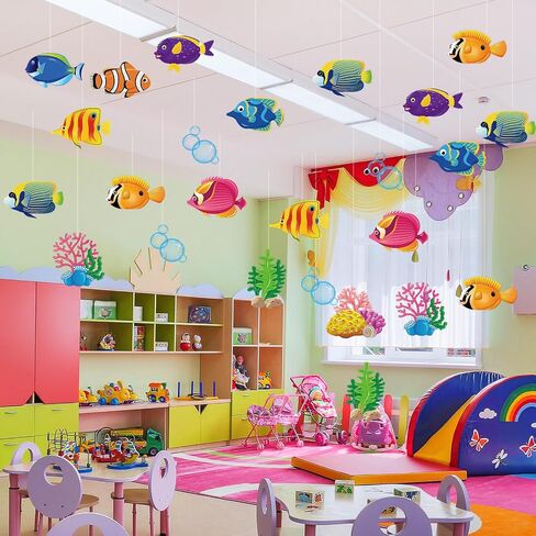 Pajean 48 Pcs Sea Life Cut Outs Ocean Fish Cutouts Animal Under The Themed Accents with 60 Glue Points for Bulletin Board School Classroom Fishing Party Decoration in Saudi Arabia