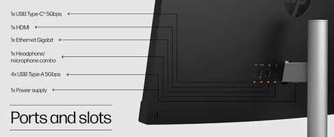 كمبيوتر مكتبي HP All-in-One بشاشة 23.8 بوصة IPS FHD (Intel i3-1315U، ذاكرة وصول عشوائي 16 جيجابايت، 1 تيرابايت PCIe SSD، Intel UHD، WiFi 6، بلوتوث 5.3، كاميرا ويب، Win 11 Pro) + لوحة مفاتيح وماوس + Dockztorm Hub in Saudi Arabia