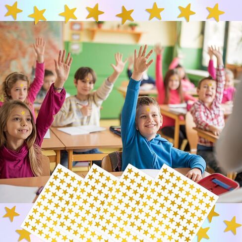 ملصقات النجوم، 2520 قطعة من الملصقات المعدنية ذات النجوم المعدنية مقاس 0.6 بوصة، ملصقات النجوم لمكافأة الأطفال، ملصقات النجوم من الرقائق المعدنية لمخطط السلوك، مخطط الطلاب، مستلزمات مدرسي الفصول المدرسية، DIY in Kuwait