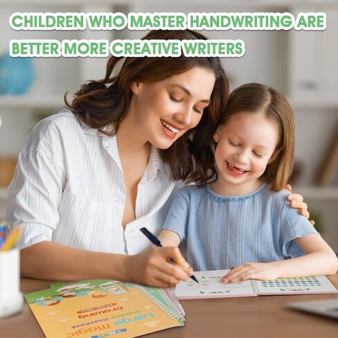 Large Magic Practice Copybook for Kids,Handwriting Practice Book 4 Pack with Pen Refill English Cursive Calligraphy Reusable Age 3-8 ，11.4x8.3Inch (4pc+2 pen) in Kuwait