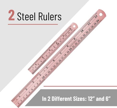 Mr. Pen Steel Rulers, 6 inch and 12 inch Metal Rulers, Pack of 2 in Saudi Arabia