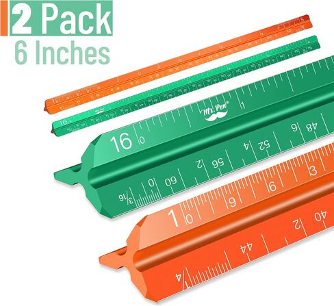 Mr. Pen- Small Scale Ruler, Architectural Scale, 6 Inch Ruler, 2 Pack, Pocket Size, Engineer Scale Ruler, Engineer Ruler, Pocket Ruler, Small Architectural Scale, 6 Inch Scale, Engineers Scale Ruler in Saudi Arabia