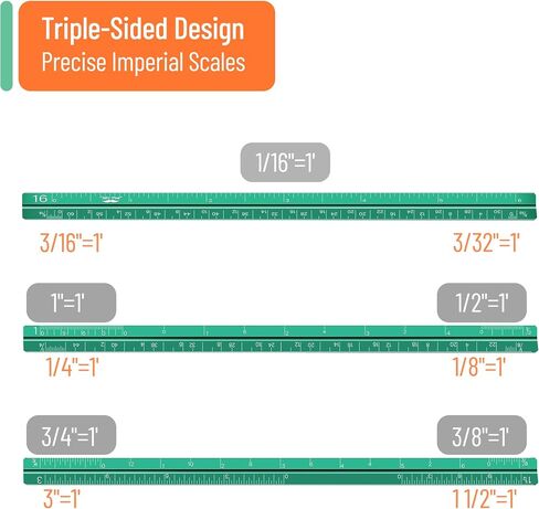 Mr. Pen- Small Scale Ruler, Architectural Scale, 6 Inch Ruler, 2 Pack, Pocket Size, Engineer Scale Ruler, Engineer Ruler, Pocket Ruler, Small Architectural Scale, 6 Inch Scale, Engineers Scale Ruler in Saudi Arabia