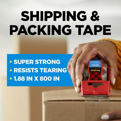 Scotch Heavy Duty Shipping Packing Tape, Clear, Holiday Shipping Supplies, 1.88 in. x 22.2 yd., 3 Tape Rolls with Dispensers in Saudi Arabia