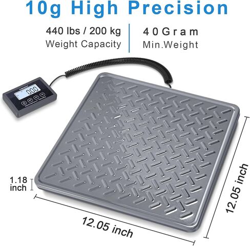 THINKSCALE Shipping Scale, 440 lbs/1 oz Highly Accurate Postal Scale with Hold/Tare/LCD Display, Lightweight Digital Postage Scale for Packages/Luggage/Post Office/Dog, Battery & AC Adapter Included in Saudi Arabia