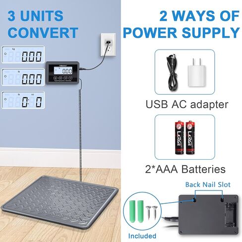 THINKSCALE Shipping Scale, 440 lbs/1 oz Highly Accurate Postal Scale with Hold/Tare/LCD Display, Lightweight Digital Postage Scale for Packages/Luggage/Post Office/Dog, Battery & AC Adapter Included in Saudi Arabia