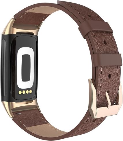 Simpeak Leather Band Compatible with Fitbit Charge 6 / Charge 5 Smartwatch, Women Men Genuine Leather Wristband Strap Replacement for Fitbit Charge 5 Charge 6 in Saudi Arabia