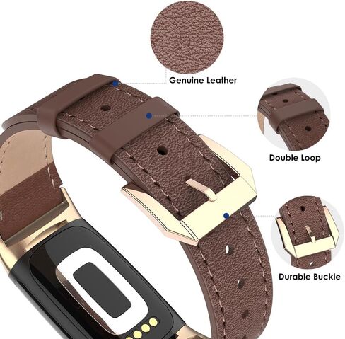 Simpeak Leather Band Compatible with Fitbit Charge 6 / Charge 5 Smartwatch, Women Men Genuine Leather Wristband Strap Replacement for Fitbit Charge 5 Charge 6 in Saudi Arabia