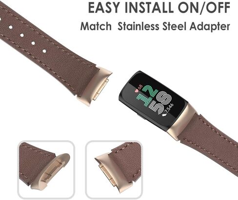 Simpeak Leather Band Compatible with Fitbit Charge 6 / Charge 5 Smartwatch, Women Men Genuine Leather Wristband Strap Replacement for Fitbit Charge 5 Charge 6 in Saudi Arabia