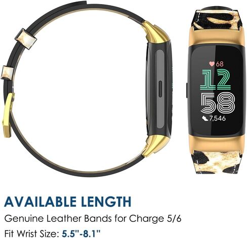 Simpeak Leather Band Compatible with Fitbit Charge 6 / Charge 5 Smartwatch, Women Men Genuine Leather Wristband Strap Replacement for Fitbit Charge 5 Charge 6 in Saudi Arabia