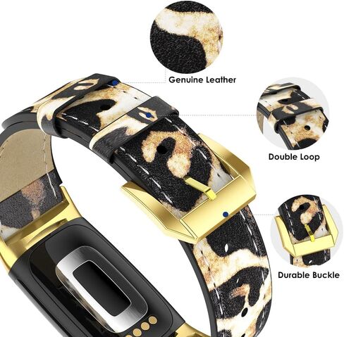 Simpeak Leather Band Compatible with Fitbit Charge 6 / Charge 5 Smartwatch, Women Men Genuine Leather Wristband Strap Replacement for Fitbit Charge 5 Charge 6 in Saudi Arabia